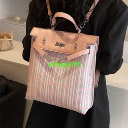 Leather Backpack Bags Trusted Luxury Ky Handbag Chequered Cloth Backpack for Women in Springsummer 2024 New Trendy and Stylish Large Capacit have logo HBP3AA