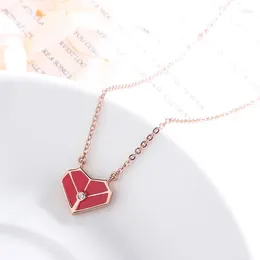 Pendants S925 Sterling Silver Little Red Heart Necklace Designed By Female Crowd: Simple Love Collar Chain Peach Pendant