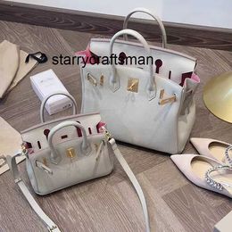 Women Luxury Handbag L Upgraded Elephant Grey Powder Head Layer Cowhide TOGO 2024 New Single Shoulder Crossbody Womens Handbag