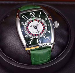 Las Vegas Casino 8880 Russian Turntable CALSK Automatic Mens Watch GreenWhite Dial Steel Case Green Leather Strap 395mm Gents W1300135