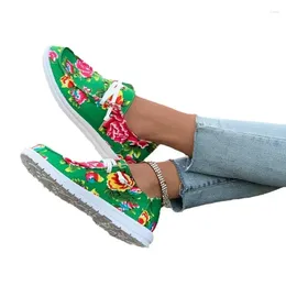 Casual Shoes Round Tie 2024 Large Women's Flat Canvas With Personalized Printed Color Block Single Comfortable Design