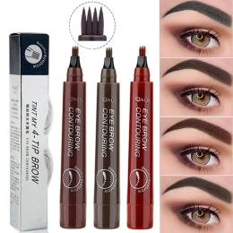 Enhancers 5Color FourPronged Eyebrow Pencil Eyebrow Brush Split Liquid Waterproof LongLasting Eyebrows Pencil Eyebrow Shadow Style Tool