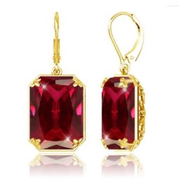 Dangle Earrings Vintage Ruby Drop 18K Gold Plated Women Luxury Hanging 925 Sterling Silver Hoop Engagement Fine Jewellery Gift276V