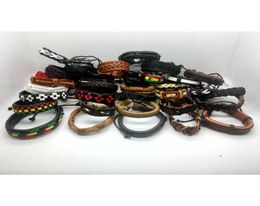 Charm Bracelets 100pcs Lots Mixed Style Genuine Leather Mens Womens Surfer Bracelet Cuff Wristband Fashion Jewe wmtHfZ luckyhat2764367