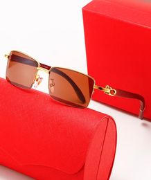 New Wood Designer Sunglasses For Women Eyeglasses Gold Tea Colour Mens Vintage Shaped Sunglass Female Eyewear Half Frame Sunglasses3616788