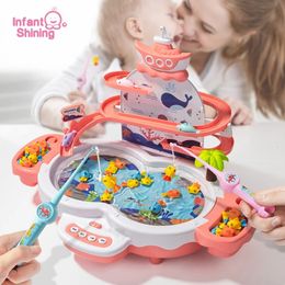 Infant Shining Kids Electric Fishing Toy Pool Baby 23 Years Old Boys and Girls Magnetism Suit Game for 240407