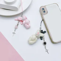 Keychains Keychain With Bowknot And Beads Adorable Key Rings Charm Versatile Phone Pendant For Women Couples