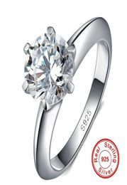 Fine Jewellery Original Natural 925 Silver Rings Solitaire 6mm 2ct Birthstone 5a CZ Stone Wedding Rings For Women gift8022101