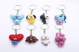 Anime Threedimensional Doll Car Keychain Leather Rope Men and Women Cartoon Soft Silicone Key Chain Ring2313205