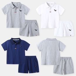 Children's Clothing Boy Short Sleeved Shorts Set 24 New Children's Baby Cool Polo Shirt With A Lapel Casual Two-Piece Set