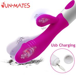 Rechargeable Dildo Rabbit Vibrator Dual Vibration G Spot Vagina Massager AV Stick Clitoris sexy Toys for Women Female Masturbator