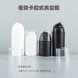 100pcs PP Material Refillable Lotion Dispenser 50ml 100ml White/Black Empty Cream Vacuum Bottles Cosmetic Containers Travel Foundation Press Pump Bottles