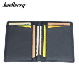 Baellerry Brand 100 Cow Genuine Leather Small Card Wallet Men Solid Casual ID Case Purse Male Holder Holders7019010