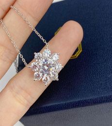 H luxury jewelry necklace Pendants diamond sweater 925 Sterling Silver flower Plated designer thin chain women necklaces fashion o7970711