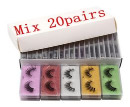 3D Mink Lashes Colorful False Eyelash Packaging Box In Bulk 10 Style with Multicolor Base Card Handmade Whole Makeup Eye Lash7222836