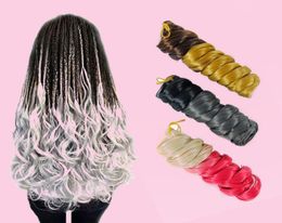 big wave 22 Inches Ombre Braiding Hair Big Wave Curly TwoColor Mixed Crochet Braid Knitted Synthetic Hair Extension Curly Crochet1019476