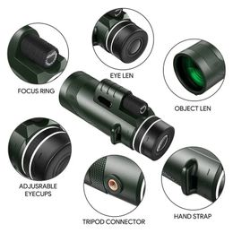 50X60 Hd Monocular Telescope 8000M Long Range Zoom Bak4 Prism Telescope with/without Tripod Phone Clip Hunting Outdoor Camping