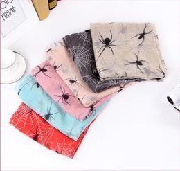 Halloween Decoration Sprider Printed Scarf Viscose Cotton Spider Web Cobweb Long Shawl Wrap Male Female Pashmina Stole8940831