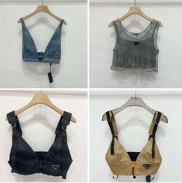 Shiny Rhinestone T Shirts Women Denim Sling Vest Sexy Cropped Top Party Tank Tops V Neck T-Shirt Bra Fashion Clothing 436754