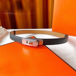 Dress belt for women designer narrow quiet luxury belts orange black simple graceful waistband for dresses thin small metal buckle smooth leather designer belt H12