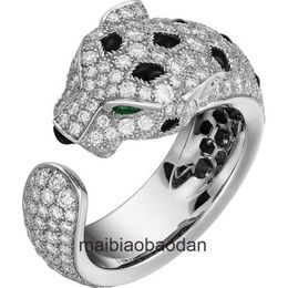 High End Designer Jewellery rings for womens Carter 925 Silver CNC Precision Leopard Micro Set Zircon Green Ring and Jewellery for Men and Women Original 1:1 With Real Logo