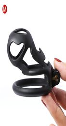 2021 NEW ARRIVAL 3D Printing Ghost Male Chastity Cock Cage Penis Sleeve Plastic Lockable Device Penis Rings Sex Toys for Men8113819