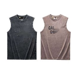 Gallrey Tee Depts Designer T-shirt Top Quality Luxury Fashion T-Shirt Meichao Chest Stereo Offset Water Washed Old Cotton Loose Sleeveless Tank Men Women