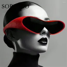 Sunglasses SORVINO Y2K Punk Sports Women Steampunk Sun Glasses Fashion Eyewear Vintage Shades UV400 Futuristic Wrap Eyeglasses