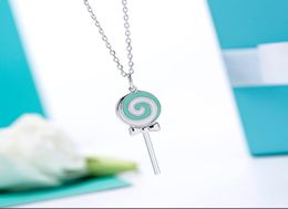 new luxury designer jewelry women necklace fashion necklace lollipop 2019 Sterling Silver female candy blue enamel 925 Pendant7363741