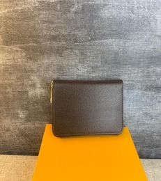 Echte Leder -Brieftasche mit Orange Box Klassiker Single Reißverschluss Zippy Wallet Männer Frauen Lange Geldbörse Designer Coin -Geldbeutelhalter C8154437