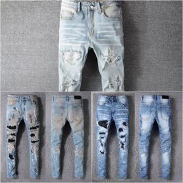 miri jeans mens pant denim purple jeans designer jeans men shirts for men youth jeans cool style distressed France Fashion Pierre Straight zipper fly skinny yu