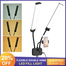 Continuous Lighting Flexible dual arm LED fill light dual color dimmable LED video light with three lighting modes equipped with a mobile phone hold Y240504 STR5