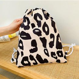 Shopping Bags Women Travel Drawstring Ins Flower Print Clothes Organizer Portable For Underwear Socks Bra Cotton Makeup Bag