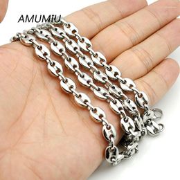 Chains AMUMIU 316L Stainless Steel Mens Necklace 6mm Bead Link Chain Jewellery Man Woman HZN111