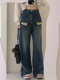 Women's Jeans PLAMTEE Stylish Chic High Waist Denim Pants Women Slim Wide Leg Autumn Mopping Streetwear 2024 Office Lady