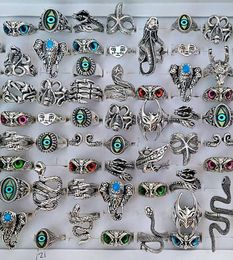 Band Wholesale Bulk lots 50pcs Punk Rock Top Mix Retro Silver Plate Animal Eyes s Hiphop Men Vintage Women Jewellery 2211257168596