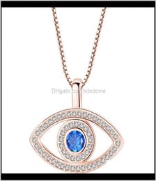 Pendants Jewelry Drop Delivery 2021 Luxury Blue Cubic Zirconia Evil Eye Necklace For Women Plated Sier Gold Crystal Rhinestone P6260372