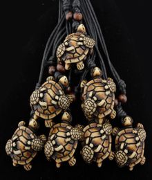 Fashion Jewellery Wholesale 12PCS/LOT Men Women's Imitation Yak Bone Carved Mother & Turtles Necklace For Lucky Gift MN5704256812