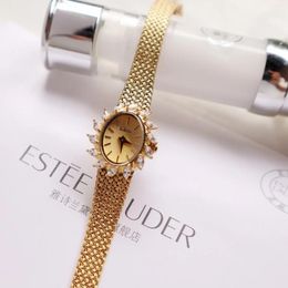 Wristwatches 2024 Women's Watch Diamond Vintage Luxury Elegant Gifts To Lovers Brass Band 24K Gold Plated High Quality Quartz