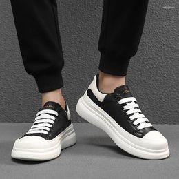 Casual Shoes For Male 2024 Versatile Basic Men's Vulcanize Man Sneakers Sewing Round Toe Lace Up Platform