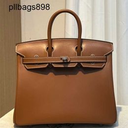 Handmade 7a Handbag Bikns Genuine Leather saddle leather golden brown high-end womens handbags womens handbags with locks leather 25CMD72S