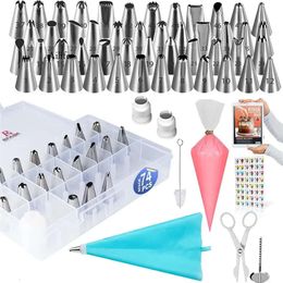 74-Piece Set Of Tips, Cream Flower Making TPU Decorating 0418