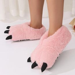 Slippers Kids Adults Animal Kigurumi Cosplay Cartoon Shoes 2024 Winter Funny Cover Heel Warm Comfortable Bedroom