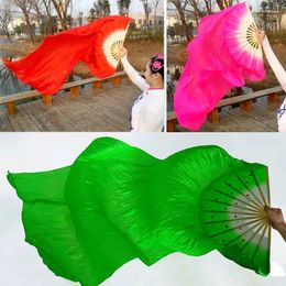 Decorative Figurines 2024 Colourful Hand Made Lengthening Silk Fans Dance Fan Party Foldable Handheld Bamboo Home Decoration Crafts
