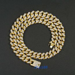 Cuban Link Chain Necklace Gold 20mm Width Thick Full Diamond Iced Out Mens Womens Box Zinc Alloy Hiphop Huaxin Jewellery 2pcs