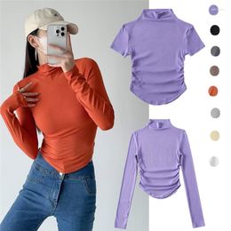 Women's T Shirts Waist-Tight Stylish Niche Curved Slim Top T-shirt