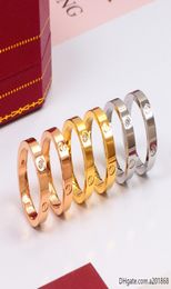 Classic love diamond ring titanium steel men and women 18k rose color gold couple ring narrow version 4mm7329556