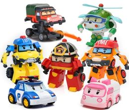 6pcsSet Robocar Poli Korea Toys Transformation Robot Poli Amber Roy Car Model Anime Action Figure Doll Toys For Children Gift X054193192