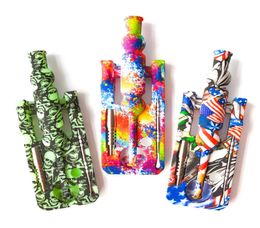 Free Shipping Printing Silicone Collector with 14mm Joint gr2 Titanium nail Silicone Oil Rig Bongs Good Quality3779139