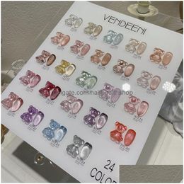 Nail Gel Ice Translucent Cat S Eye Polish Glue Through Art 24Colors Non Toxic Long Lasting 230725 Drop Delivery Health Beauty Salon Dhgtd